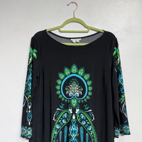 London Times Black Midi Dress Sz 14P - Picture 2 of 9